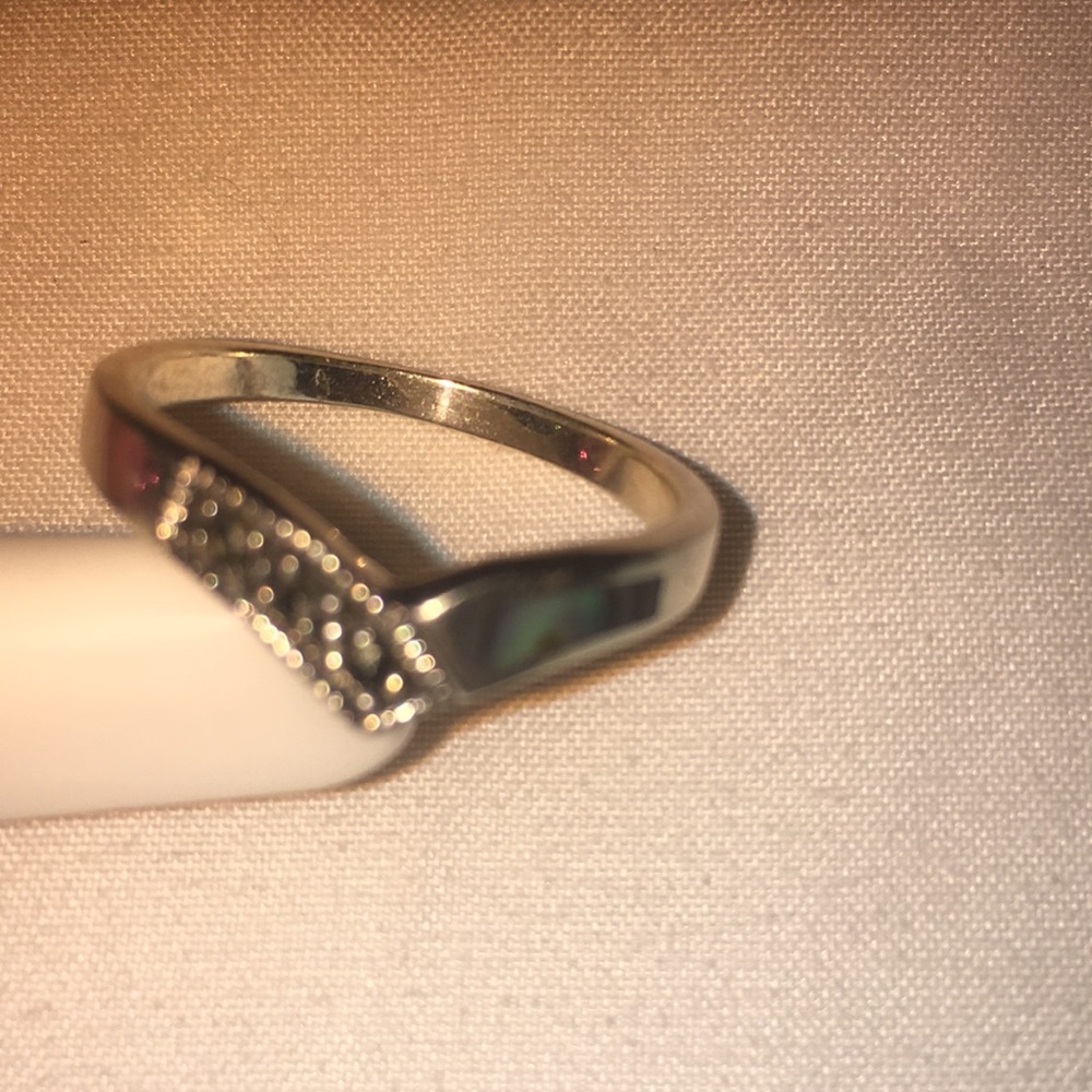 Abalone Shell Pinched Stackable Ring Size 8 - image 3
